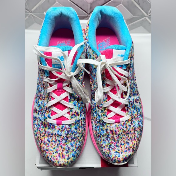 New Balance Kids Pink and Blue Trainers - Picture 2 of 7